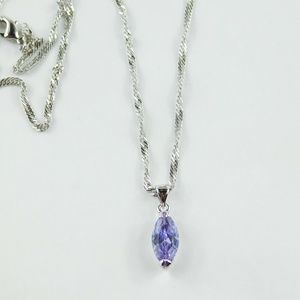Tanzanite 12K White GP Pendant With Necklace